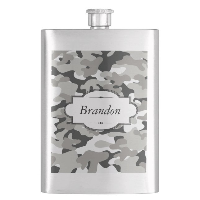 Cantil Garrafa personalizada de Camo design preto e (Frente)