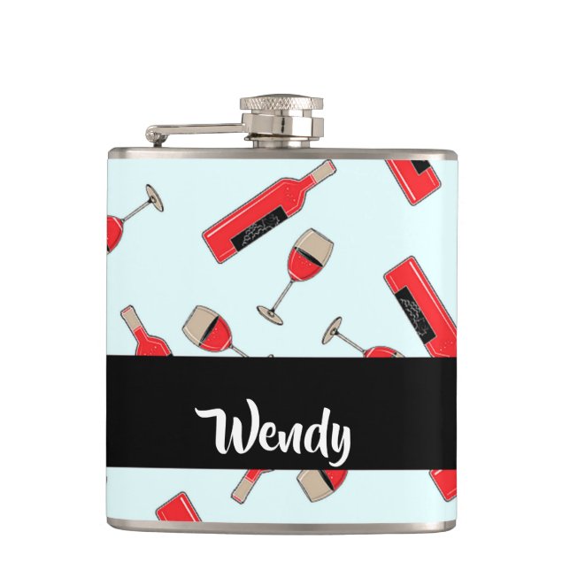 Cantil Garrafas de vinho tinto e padrão de óculos (Frente)