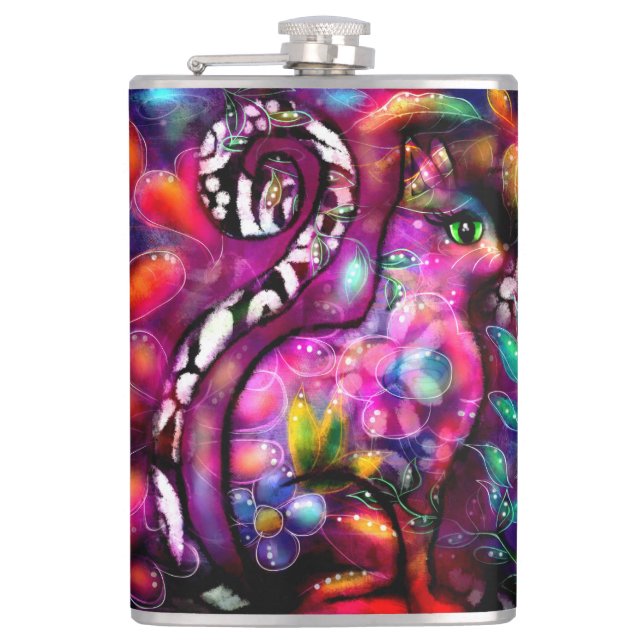 Cantil Gatinho-Abstrato de-Whimsso Gato Vermelho Floral R (Frente)