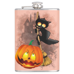 Cantil Gato assustado com o personagem do Dia das Bruxas 