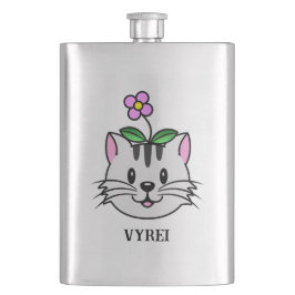 Cantil Gato de Cartoon Bonito com Flor na Cabeça