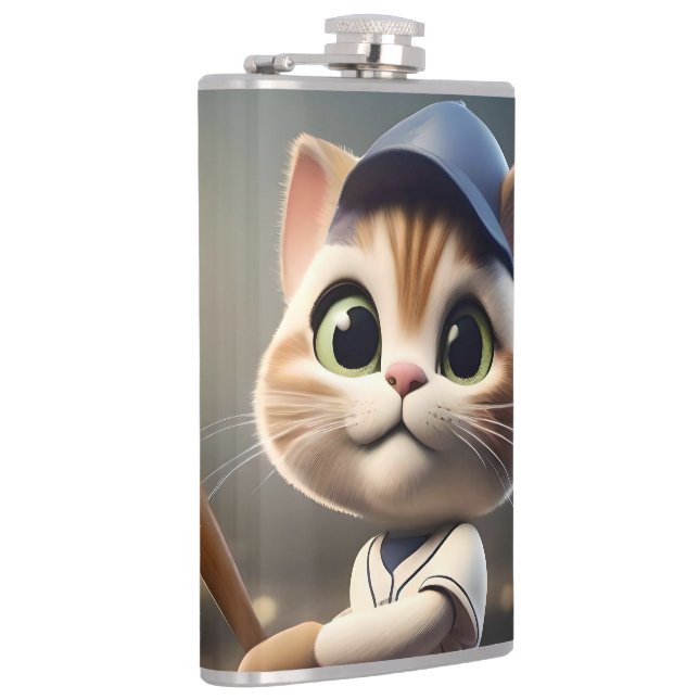 Cantil Gato Engraçado De Beisebol Em 3D, (Direita)