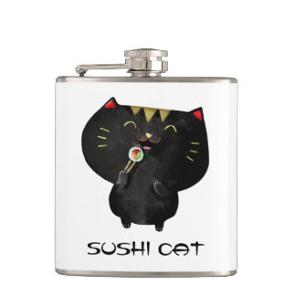 Cantil Gato preto bonito do sushi de Kawaii
