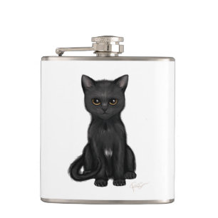 Cantil Gato preto doce do gatinho com os olhos dourados