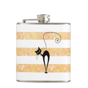 Cantil Gato preto engraçado, gliteria elegante listras g