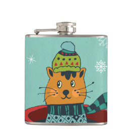 Cantil Gato Whimsso Sentado em um Natal Teacup