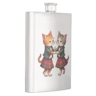 Cantil Gatos Laranja Dançando Ceilidh Escocês