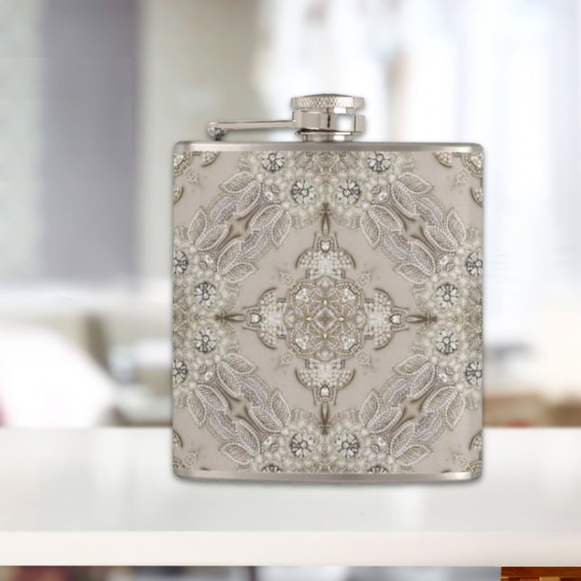 Cantil gatsby glamour 1920 beige rhinestone local (Art Deco Glamorous Vintage Fashion Grey Beige Flask)