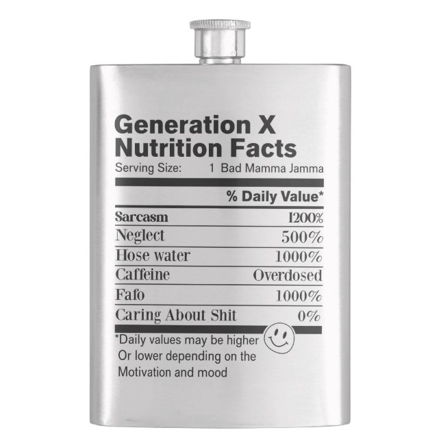 Cantil Generation X | Fun Nutrition Facts Sarcasm Neglect (Frente)