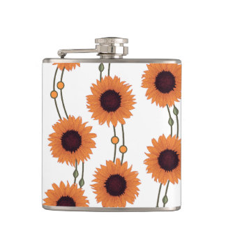 Cantil Girassóis Laranja em Listras Florais Art Nouveau R