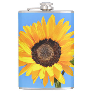 Cantil Girassol Amarelo contra Sol no Céu Azul - Verão 