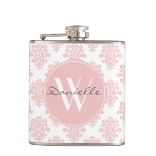 Cantil Girly Pink Damask Monograma