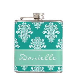Cantil Girly Teal Damask Monograma