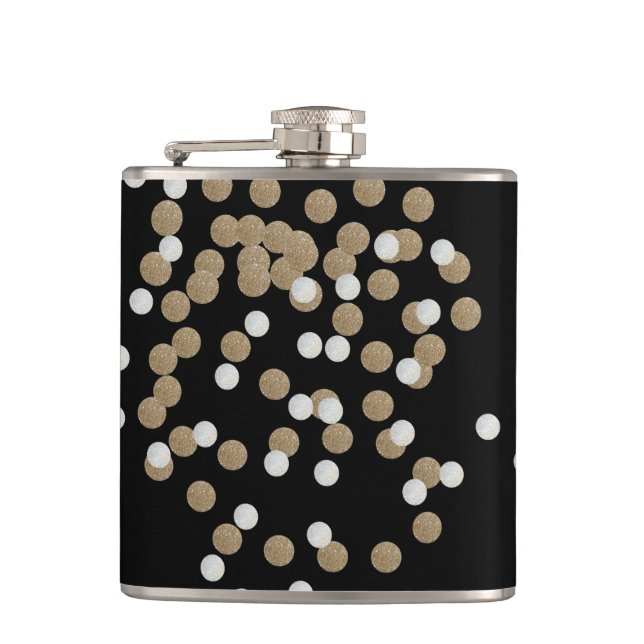 Cantil glam black and white dots champagne gold confetti (Frente)