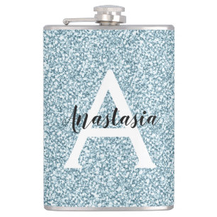 Cantil Glam Blue Silver Glitter Sparkles Nome do Monogram