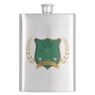 Cantil GOLF Crest com o Flask Laurel Wreath e Clubs