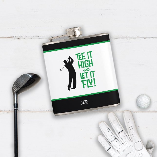 Cantil Golf Esportivo, Bonito Humor Tee Cita Verde Preto  (Golf Sports Cute Humor Tee Quote Black Green 6 oz Flask For Him)