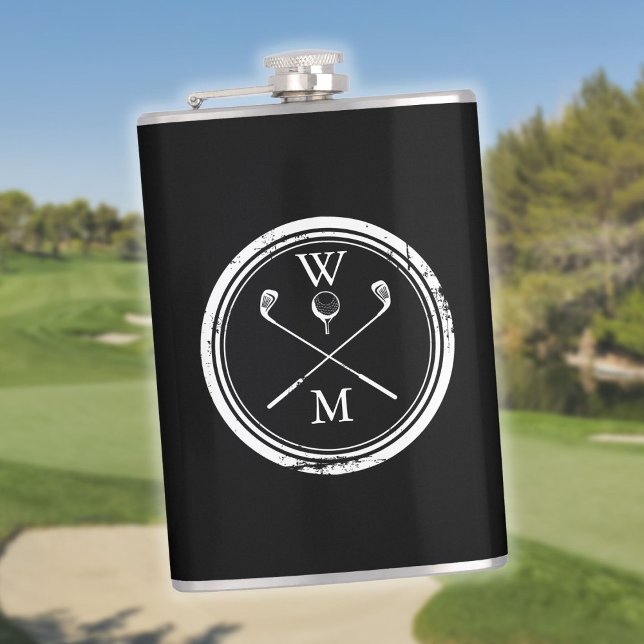 Cantil Golfe Personalizado De Monograma Preto E Branco (Criador carregado)