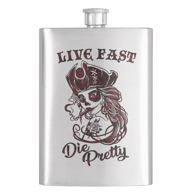 Cantil Gótica Pirata Skull Mulher Viva Fast Die Bonito (Frente)