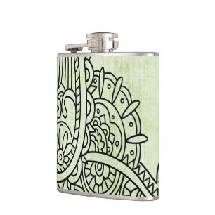 Cantil Green Mehndi Motif Flask