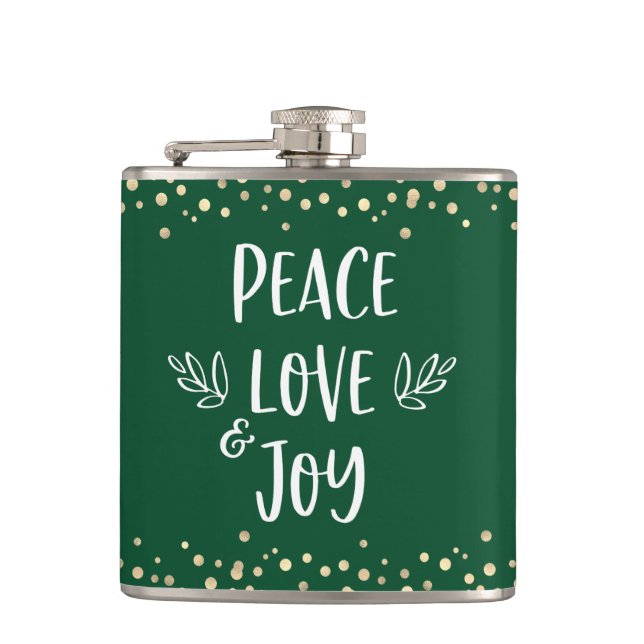 Cantil Green Peace Love Joy Modern Typografia Dourada Pon (Frente)
