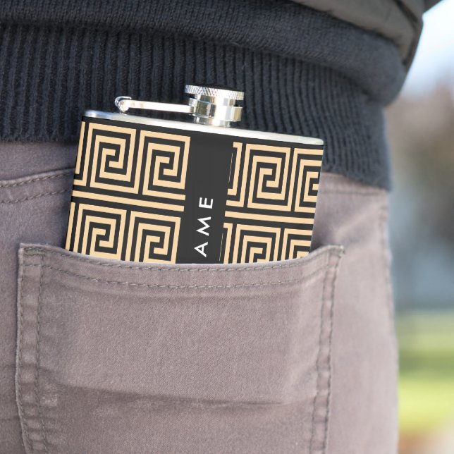 Cantil Grego Meander Key Brown, Seu Nome Personalizar (In Situ)