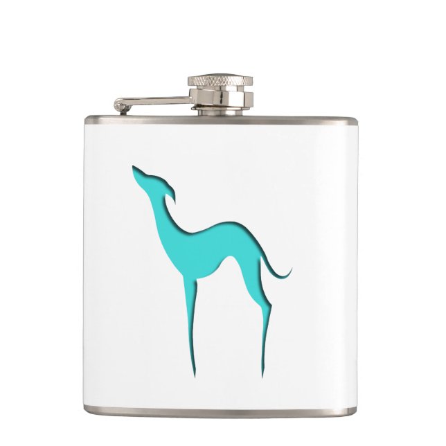 Cantil Greyhound Whippet dog turquoise elegante silhueta (Frente)