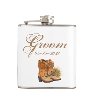 Cantil Groom Whiskey Flask Summer Country Casamento Russo