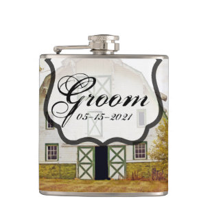 Cantil Groom Whiskey Flask Sunset Barn Country Fie Rustic