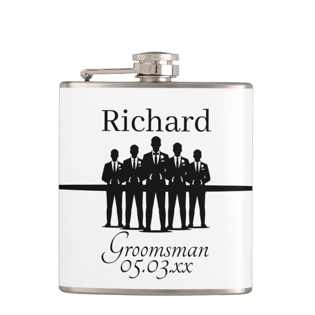 Cantil Groomsman Name Date Suit Silhouette Wedding Party (Frente)