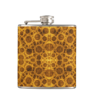 Cantil Grunge Pattern Steampunk Dourado e Brown Flask