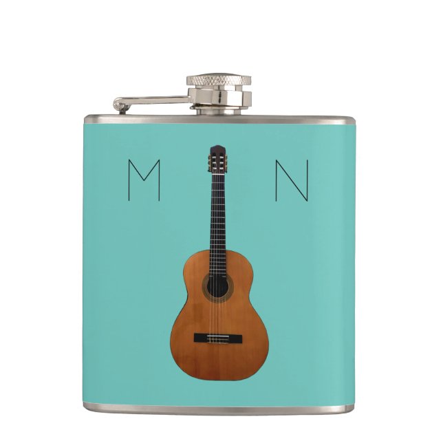 Cantil Guitar Música Monograma Trendy Teal Personalizado (Frente)