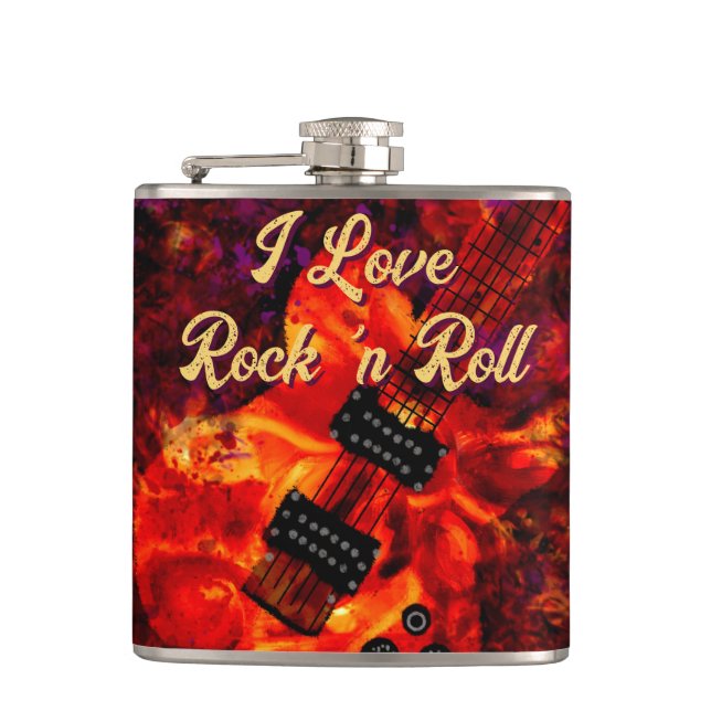 Cantil Guitarra Elétrica em Fire Red Black Love Rock n Ro (Frente)