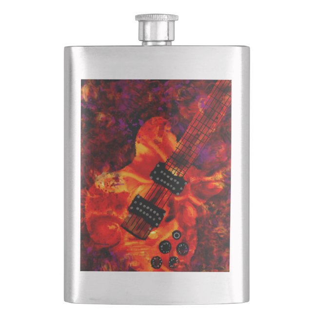 Cantil Guitarra Elétrica sobre o Abstrato vermelho-fogo (Frente)