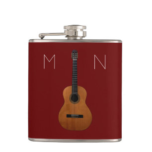 Cantil Guitarra Musical Monograma Red Personalised Flask