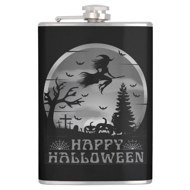 CANTIL HALLOWEEN BRUXA CEMITÉRIO PRETO E BRANCO (Frente)