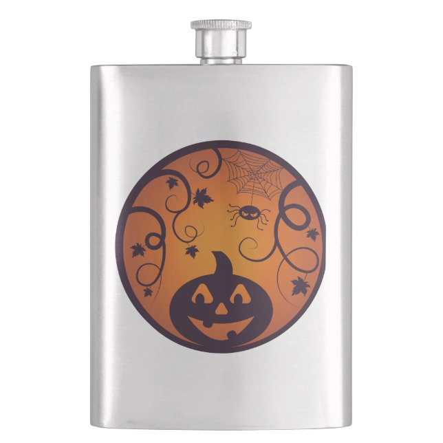 Cantil Halloween Jack ou lanterna abóbora face e aranha (Frente)