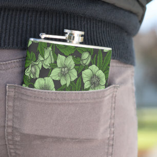 Cantil Hellebores brancos com folhas