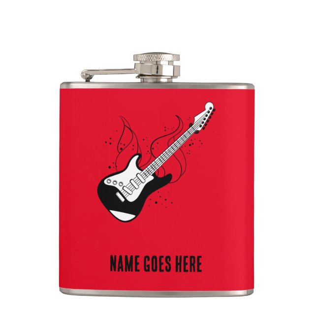 Cantil Hip Flask com guitarra - personalize o nome (Frente)