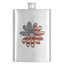 Hippie Flower Power Sign American Flag