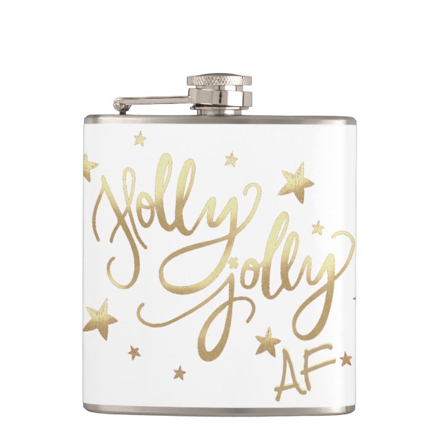 Cantil Holly Jolly AF | Manuscrito brilhante Dourado Faux (Frente)