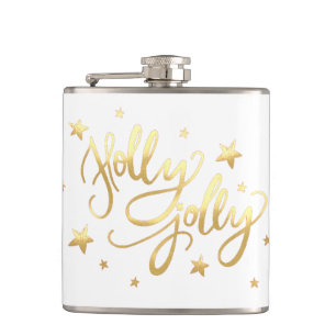 Cantil Holly Jolly   Elegante Dourado Faux Foil Script