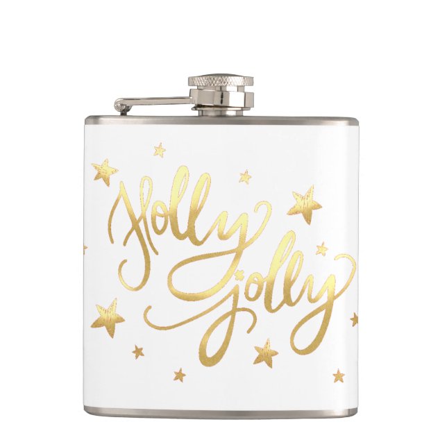 Cantil Holly Jolly | Elegante Dourado Faux Foil Script (Frente)