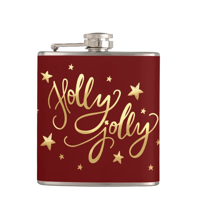 Cantil Holly Jolly | Elegante Dourado Faux Foil Script (Frente)