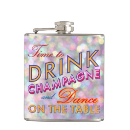 Cantil Hora de Beber Champagne Flask Sparkly