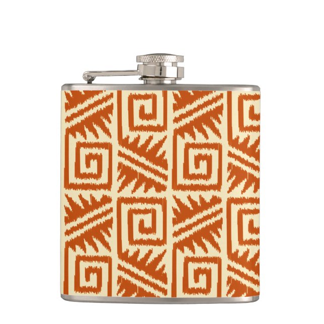 Cantil Ikat Aztec Padrão - Mandarina e Laranja Claro (Frente)
