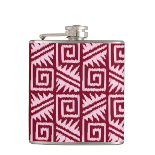 Cantil Ikat Aztec Pattern - Borgonha e Rosa