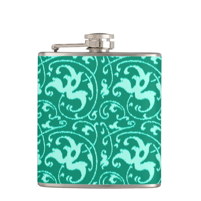 Cantil Ikat Floral Damask - Turquoise e Aqua (Frente)