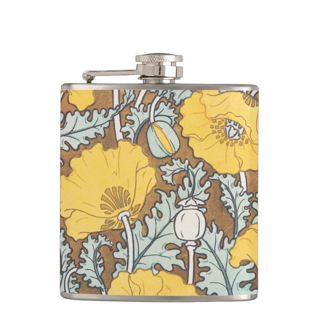 Cantil Ilustração Art Nouveau Amarela Flor de Papoula (Frente)