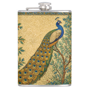 Cantil Ilustração Botânica de Pavão em Art Nouveau